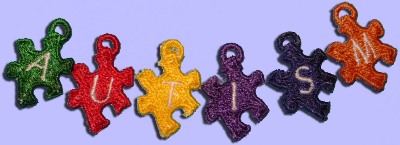 Free Standing Lace Autism Puzzle Charms for Embroidery